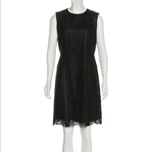 Kobe Halperin black leather embroidered dress